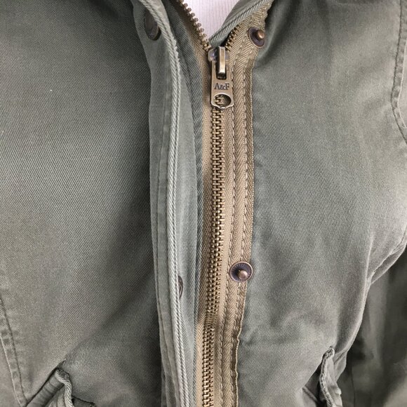 A&F ABERCROMBIE & FITCH Green Hooded Denim Feel Logo Hardware Jacket - Picture 8 of 14